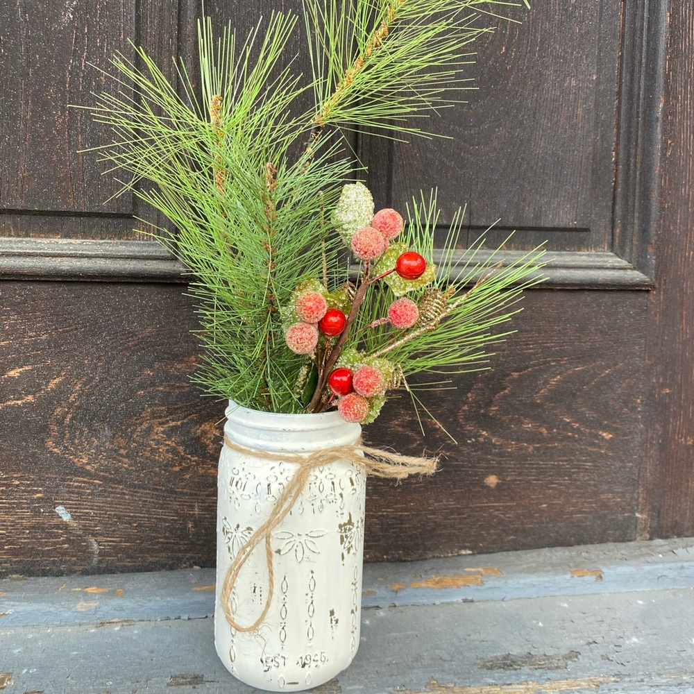 Large Christmas farmhouse chic mason jar